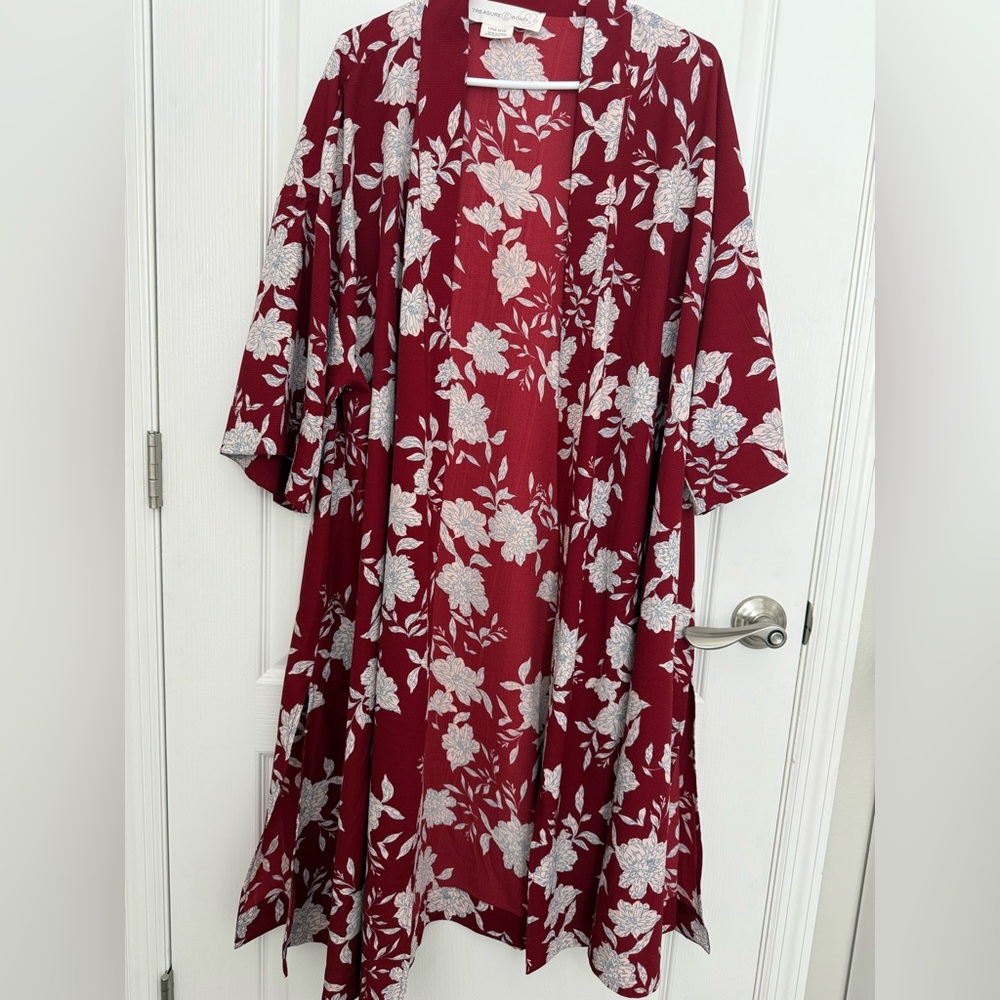 Red Floral Duster One Size